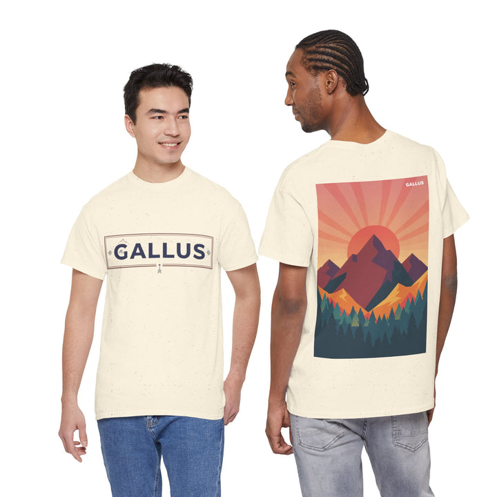 T-Shirt — Gallus Mountain Graphic Tee (Sunrise Landscape Back Print)