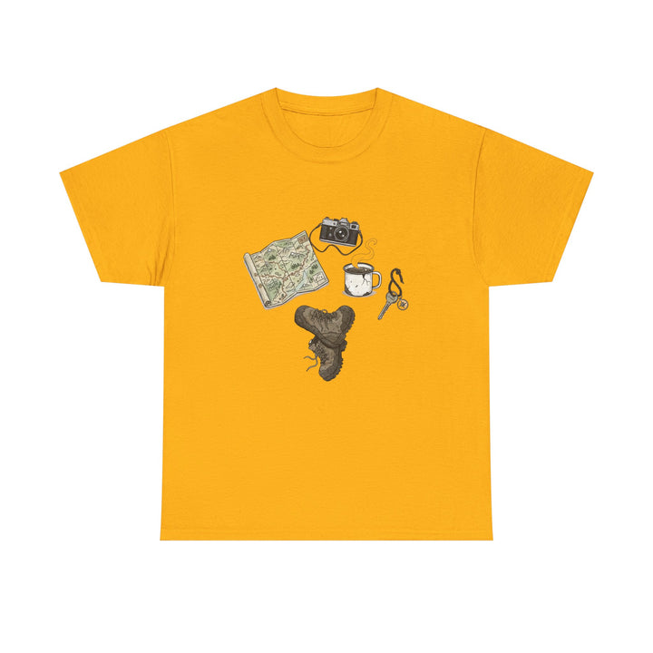 Retro Mountain Camping Gear Graphic T-Shirt - Outdoor Adventure Tee