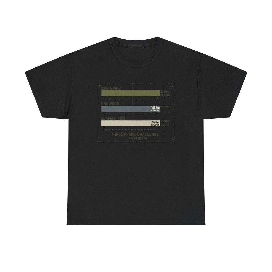 Three Peaks Challenge Graphic T-Shirt — Retro UK Mountain Hiking Tee
