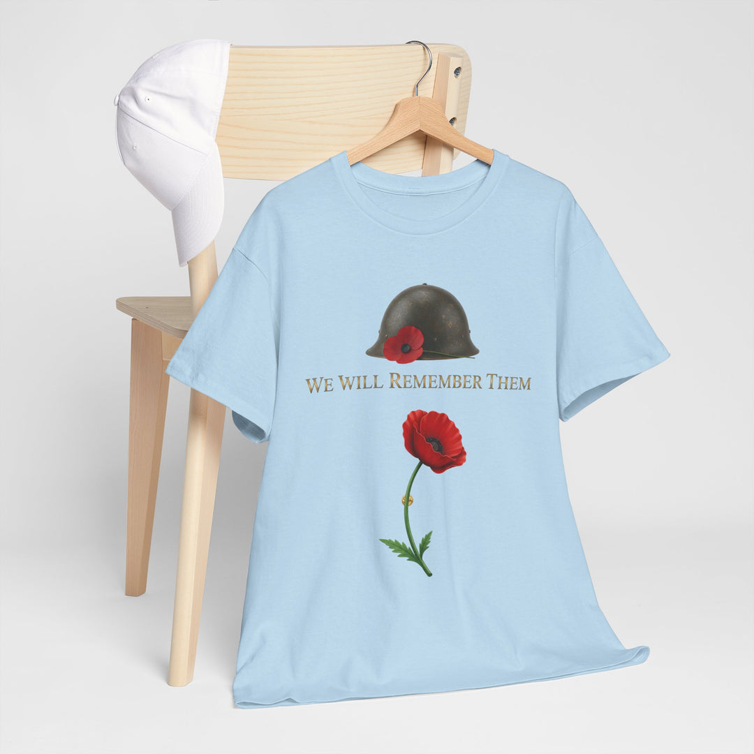 Poppy &amp; Helmet T-Shirt — Remembrance Floral Military Tribute Tee