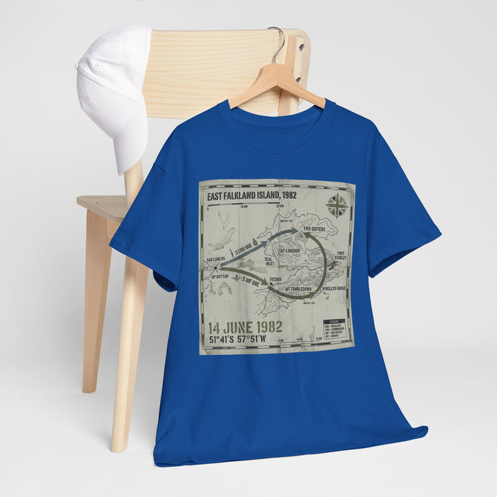 East Falkland 1982 Map T-Shirt — Port Stanley Victory Graphic