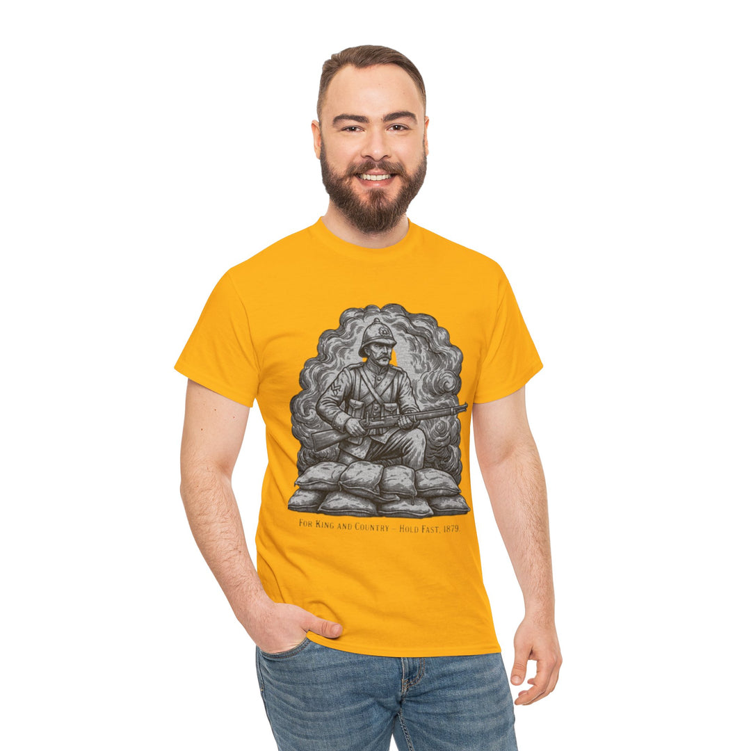 Soldier 1879 T-Shirt featuring a vintage Rorke’s Drift–style rifleman illustration. A bold Anglo-Zulu War tribute design.