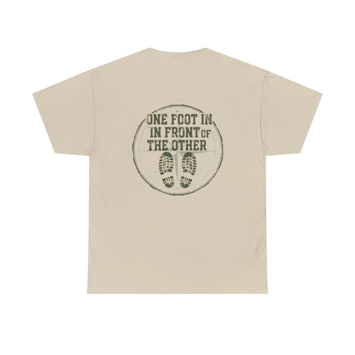One Foot In, One Foot Forward Tee — Inspirational Motivational Graphic T-Shirt