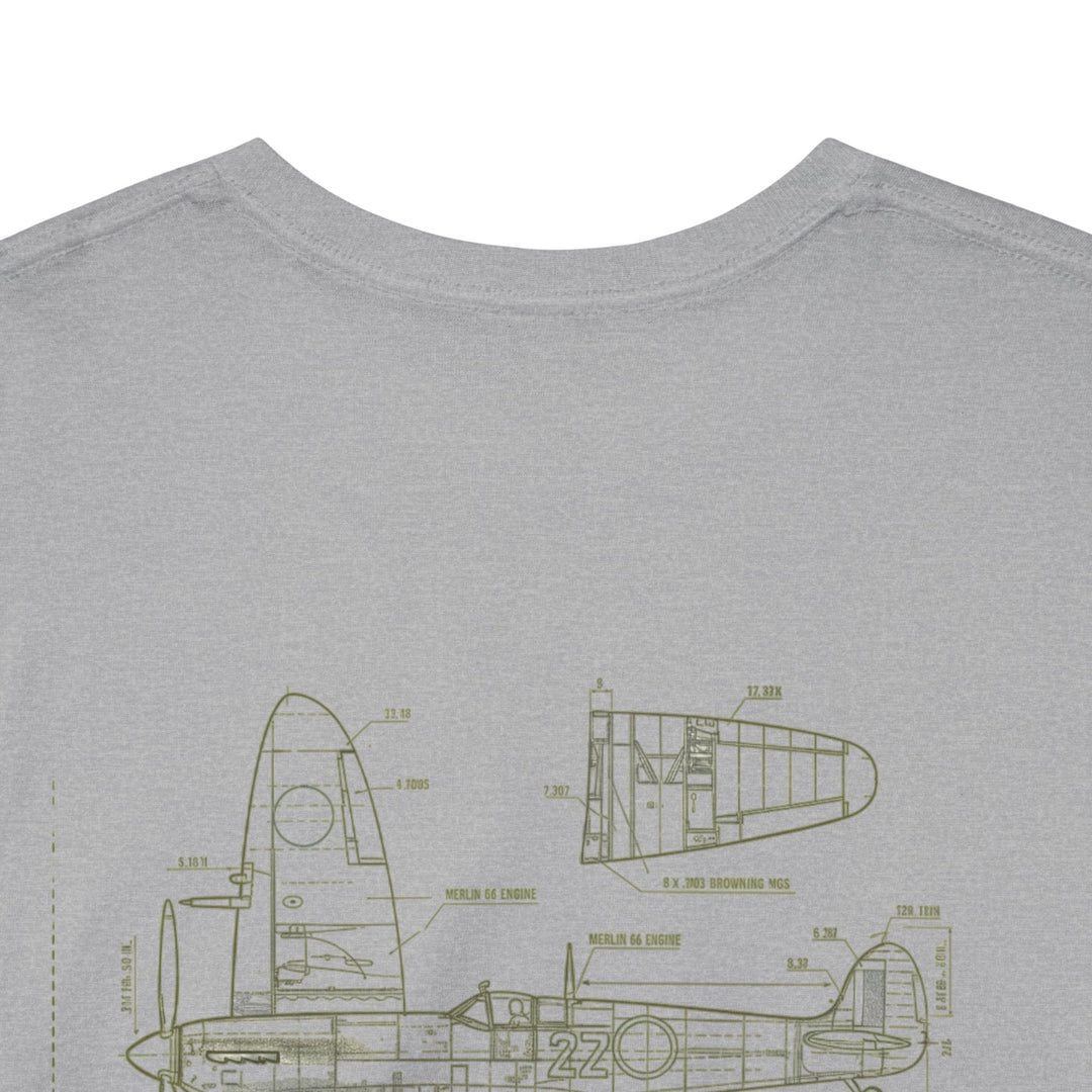 Supermarine Spitfire Blueprint T-Shirt — WW2 Aircraft — alternate product image 13