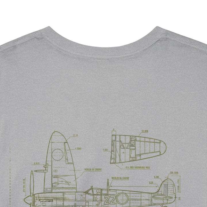 Supermarine Spitfire Blueprint T-Shirt — WW2 Aircraft — alternate product image 13