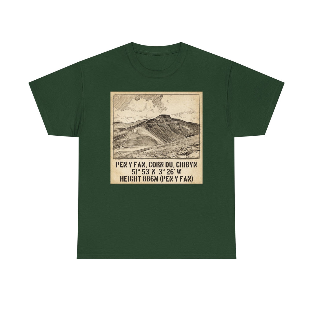 Pen y Fan Summit Coordinates T-Shirt — Vintage Mountain Peak Tee