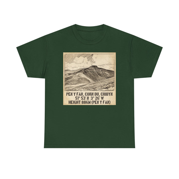 Pen y Fan Summit Coordinates T-Shirt — Vintage Mountain Peak Tee