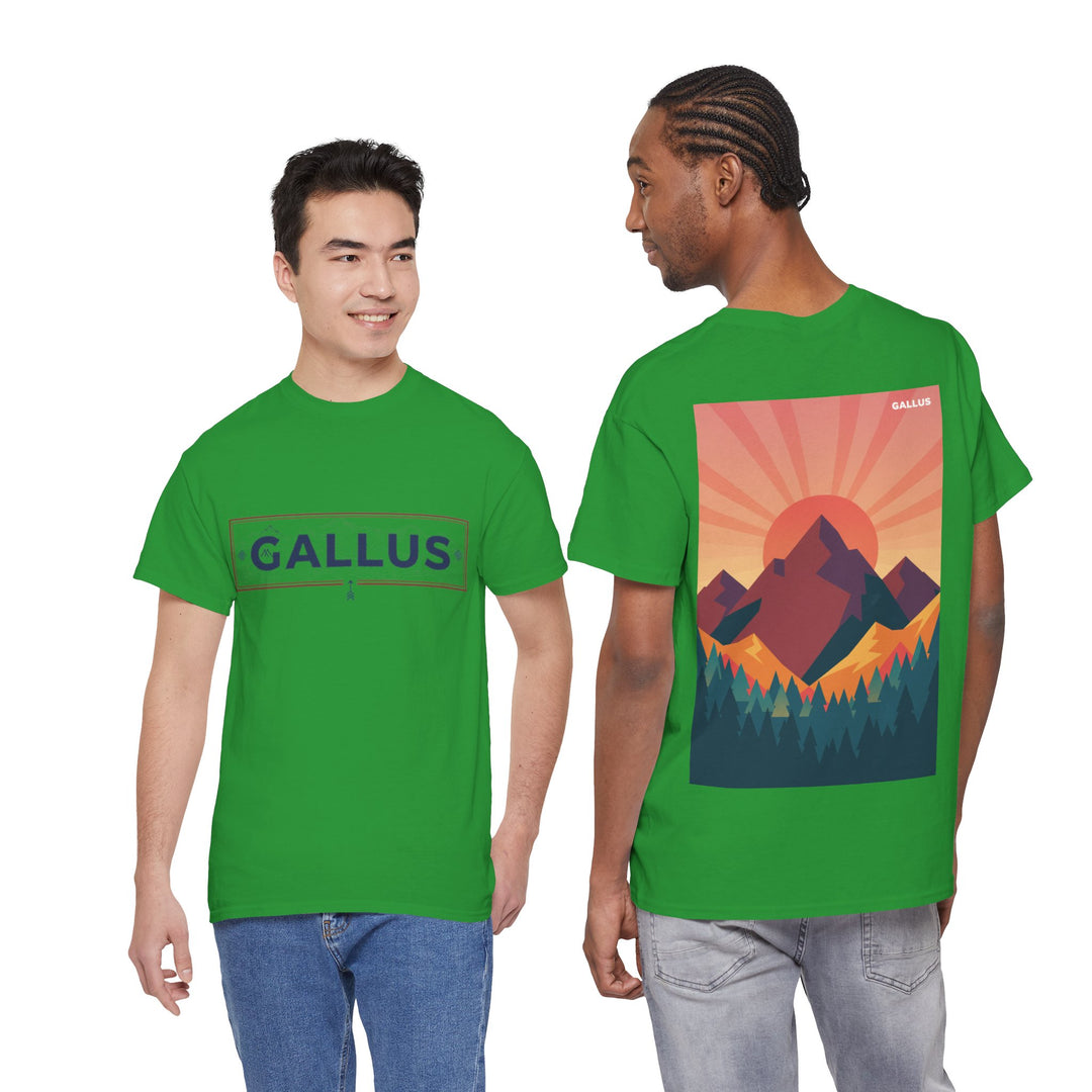 T-Shirt — Gallus Mountain Graphic Tee (Sunrise Landscape Back Print)