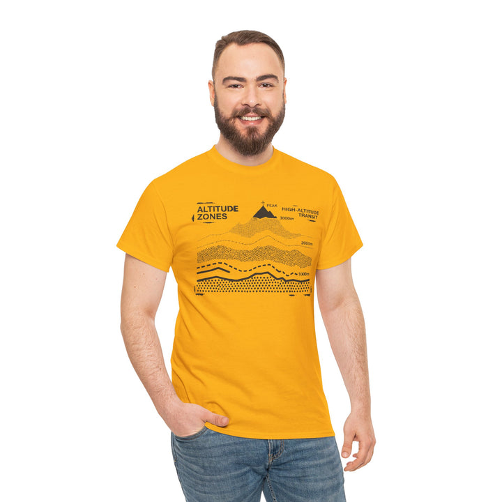 Retro Mountain Altitude Graphic T-Shirt — Vintage Topographic Hiking Tee