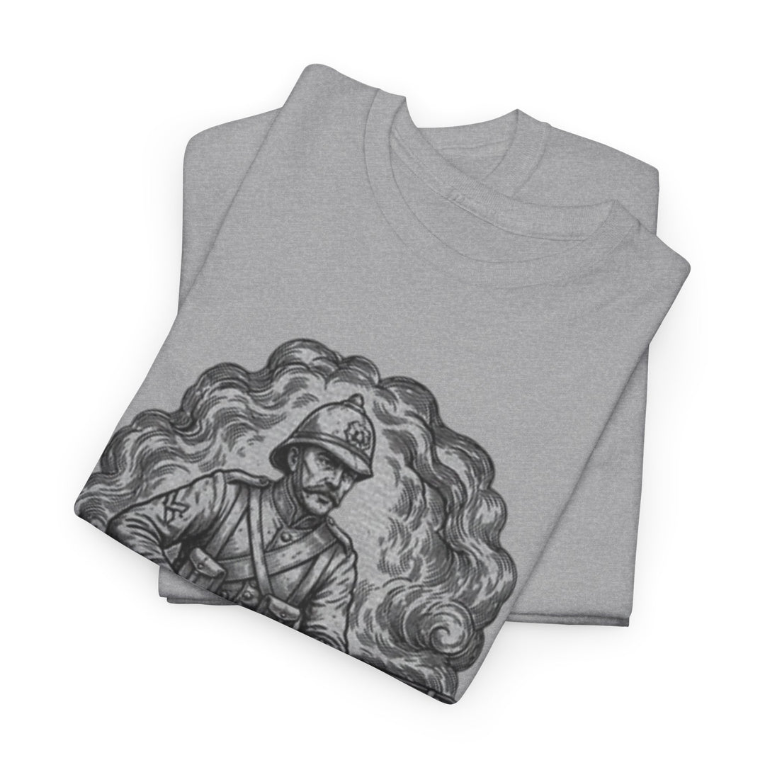 Soldier 1879 T-Shirt featuring a vintage Rorke’s Drift–style rifleman illustration. A bold Anglo-Zulu War tribute design.