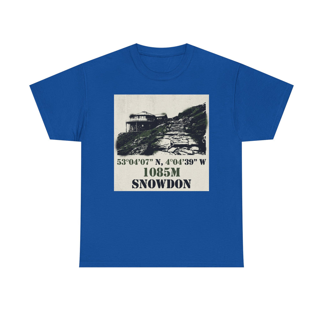 Snowdon 1085m Vintage Summit Tee — Mountain Coordinates Graphic T‑Shirt