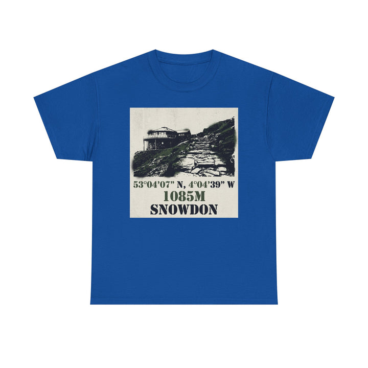 Snowdon 1085m Vintage Summit Tee — Mountain Coordinates Graphic T‑Shirt