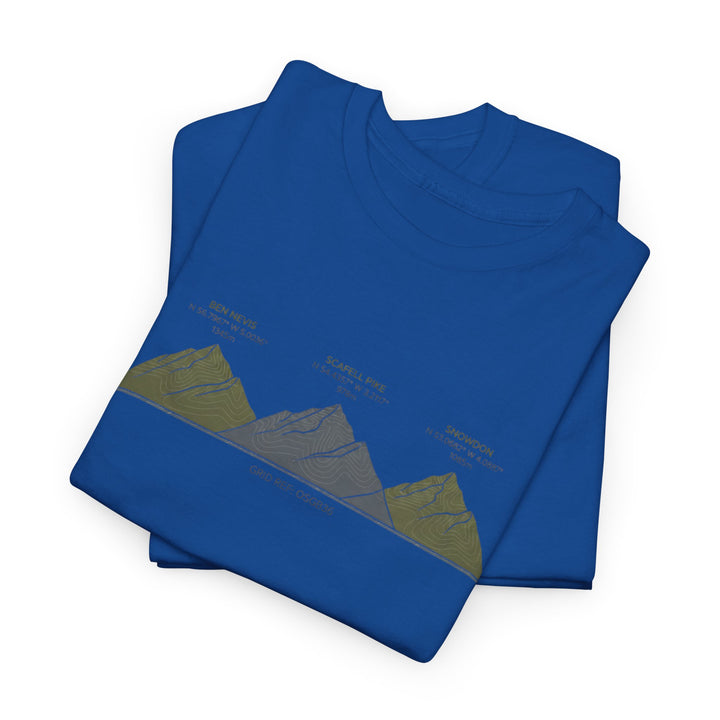 Three Peaks Challenge Graphic T-Shirt — Retro UK Mountain Hiking Tee