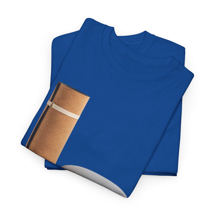 Mat &amp; Meditation Cushion Tee – soft, breathable cotton featuring a yoga-inspired design. Perfect for meditation, studio practice, or mindful everyday wear.