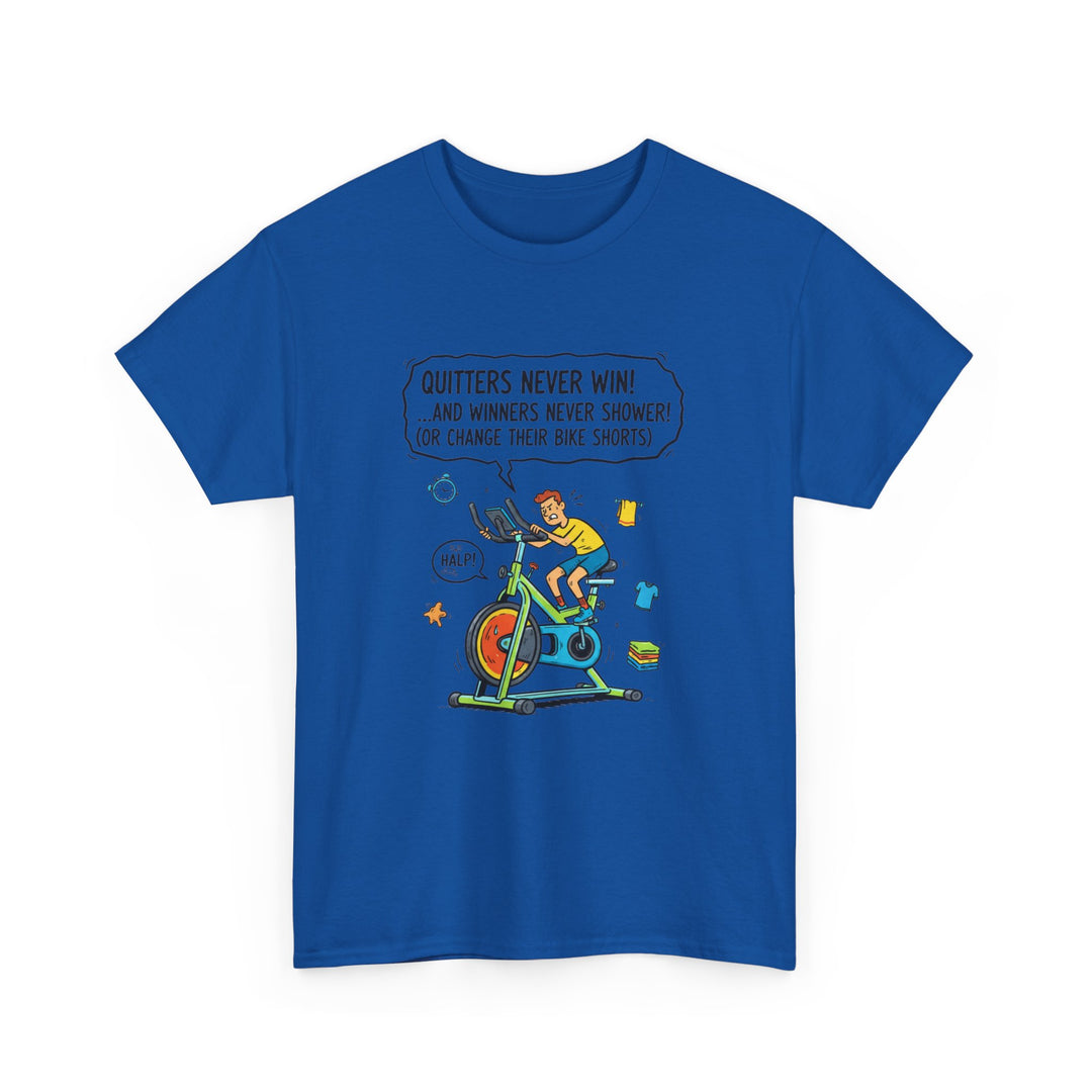 Spin Motivational Tee – soft, breathable cotton featuring an inspiring cycling graphic. Perfect for spin classes, workouts, and active lifestyle wear.