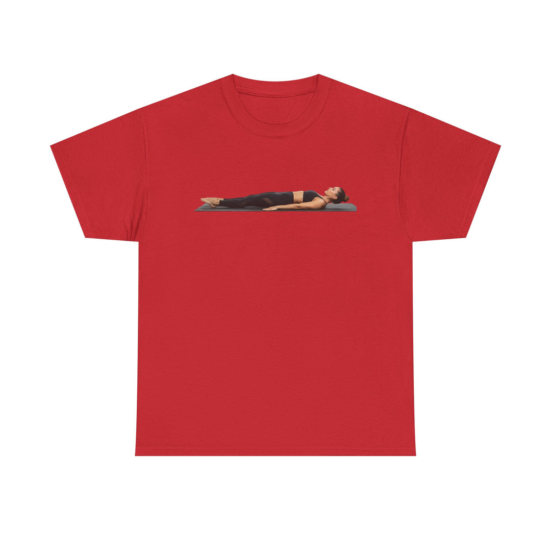 Yoga Savasana Pose Tee – soft, breathable cotton featuring the iconic Savasana pose. Perfect for yoga practice, meditation, or casual, mindful lifestyle wear.