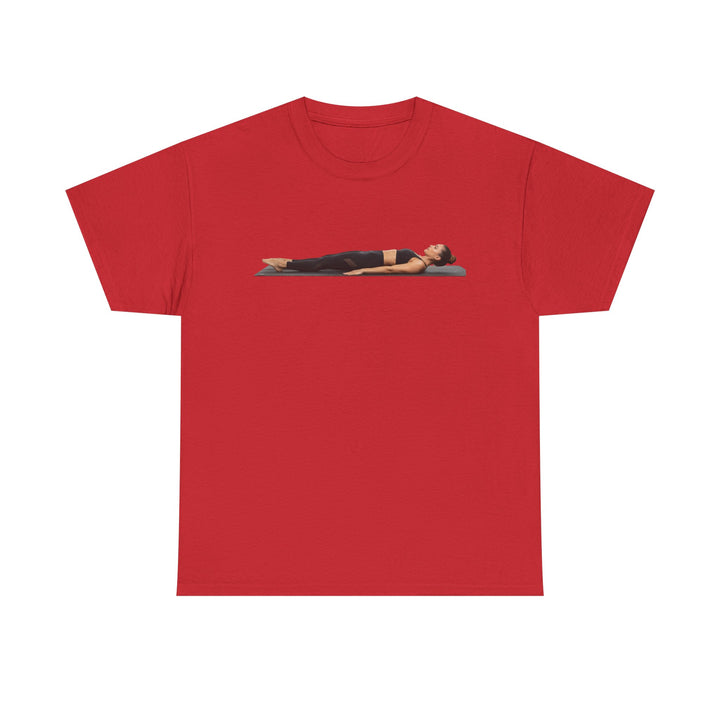 Yoga Savasana Pose Tee – soft, breathable cotton featuring the iconic Savasana pose. Perfect for yoga practice, meditation, or casual, mindful lifestyle wear.