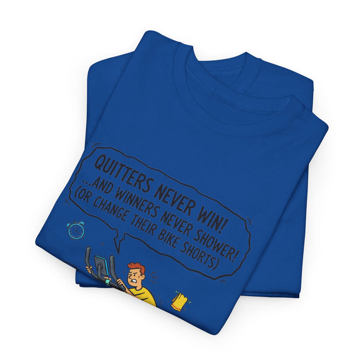 Spin Motivational Tee – soft, breathable cotton featuring an inspiring cycling graphic. Perfect for spin classes, workouts, and active lifestyle wear.