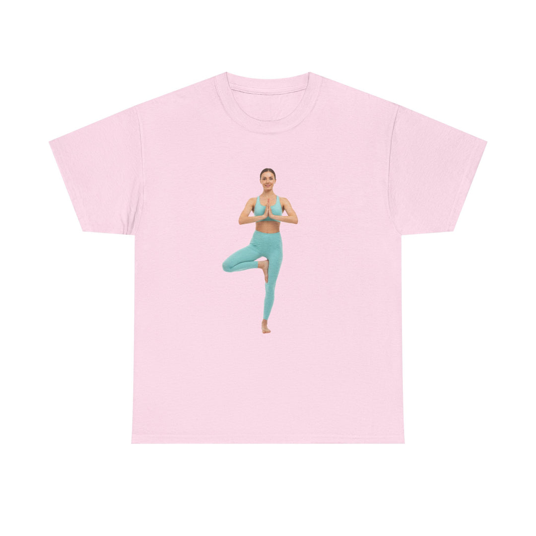 Yoga Pose Tee – soft, breathable cotton featuring a stylish yoga pose design. Perfect for yoga practice, meditation, or casual mindful lifestyle wear.