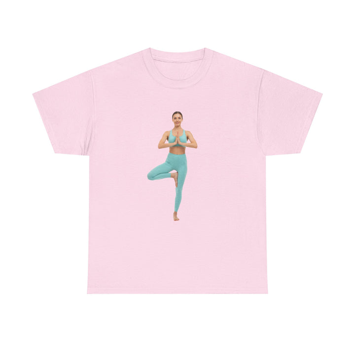 Yoga Pose Tee – soft, breathable cotton featuring a stylish yoga pose design. Perfect for yoga practice, meditation, or casual mindful lifestyle wear.