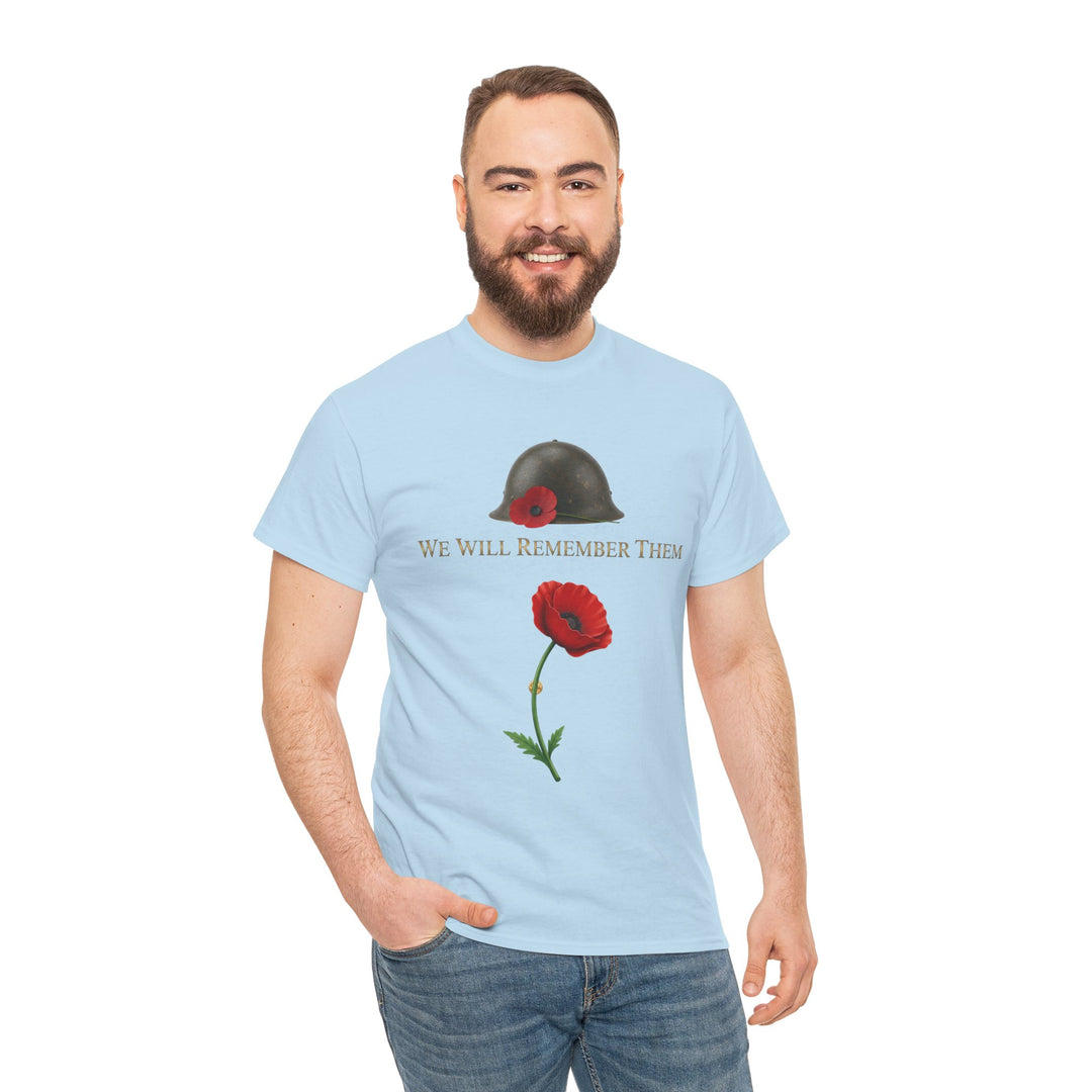 Poppy &amp; Helmet T-Shirt — Remembrance Floral Military Tribute Tee