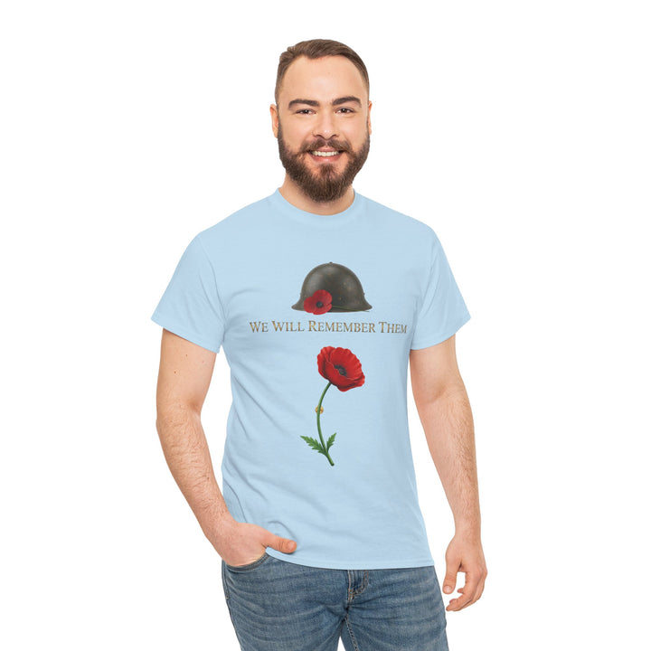 Poppy &amp; Helmet T-Shirt — Remembrance Floral Military Tribute Tee