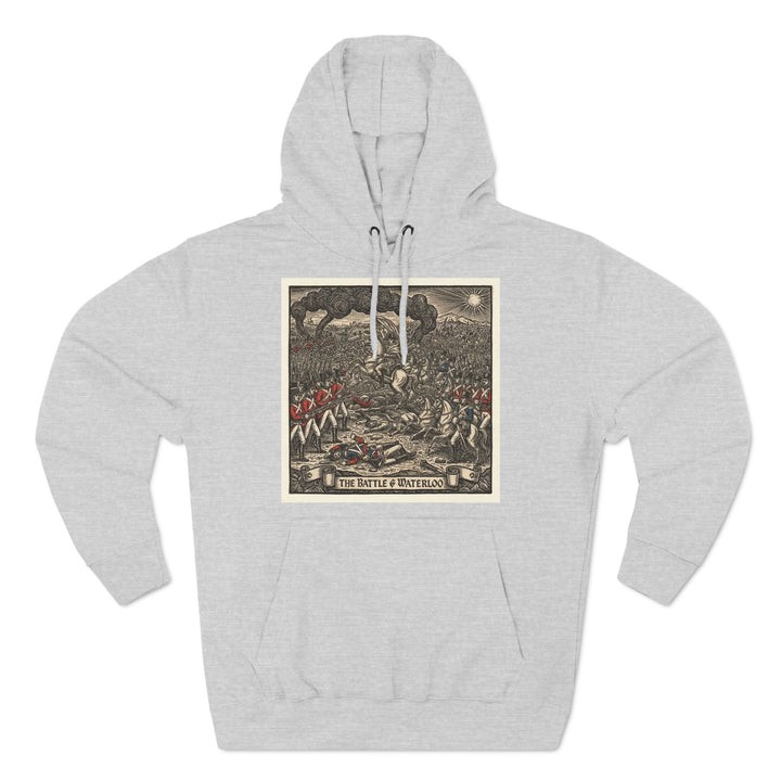 Gray hoodie by S&amp;W Gallus featuring the Battle of Waterloo print on the front.