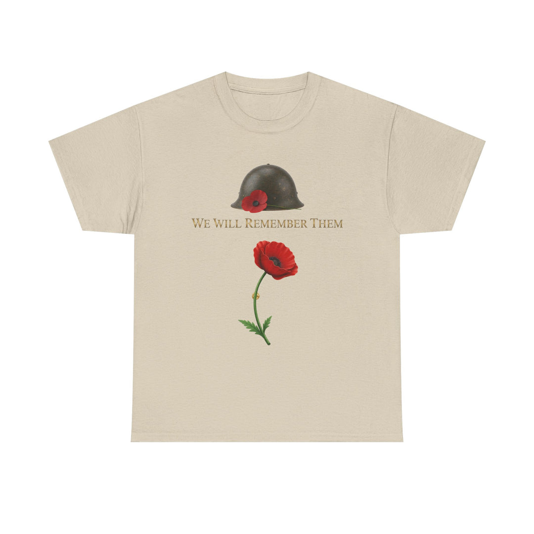 Poppy &amp; Helmet T-Shirt — Remembrance Floral Military Tribute Tee