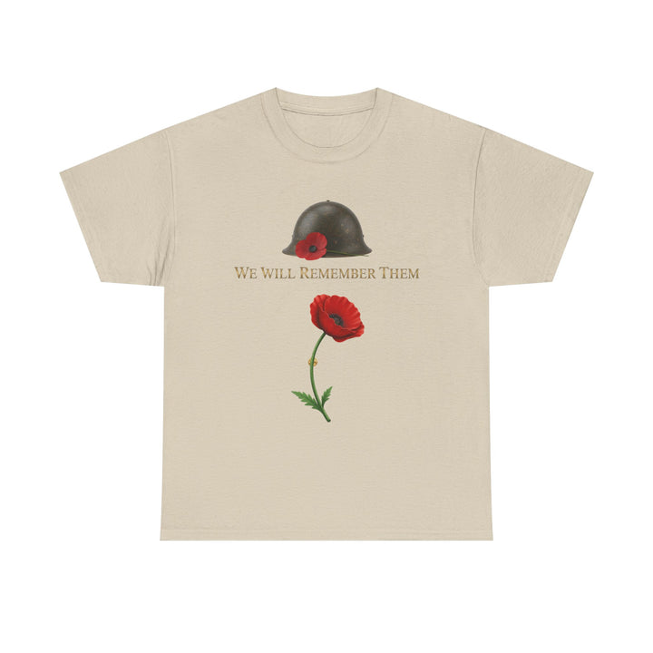 Poppy &amp; Helmet T-Shirt — Remembrance Floral Military Tribute Tee