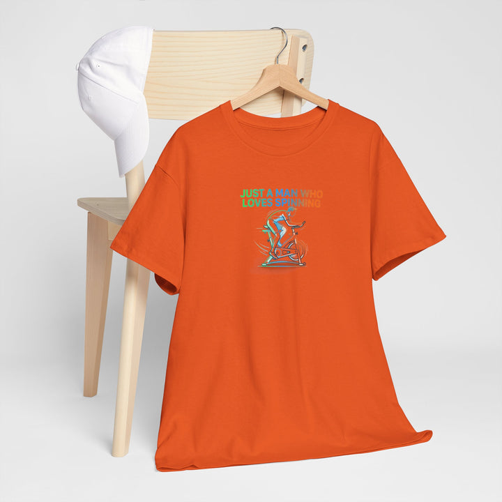 Spinner Enthusiast T-Shirt — "Just a Man Who Loves Spinning" Graphic Tee