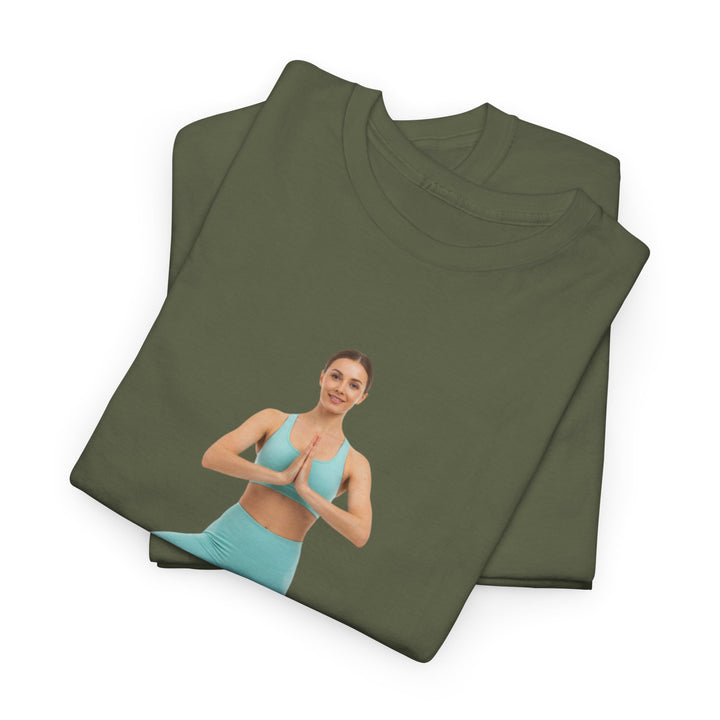 Yoga Pose Tee – soft, breathable cotton featuring a stylish yoga pose design. Perfect for yoga practice, meditation, or casual mindful lifestyle wear.