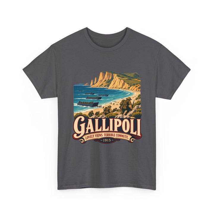 Gallipoli T-Shirt — “Lovely Views, Terrible Commute” WWI Humour Tee