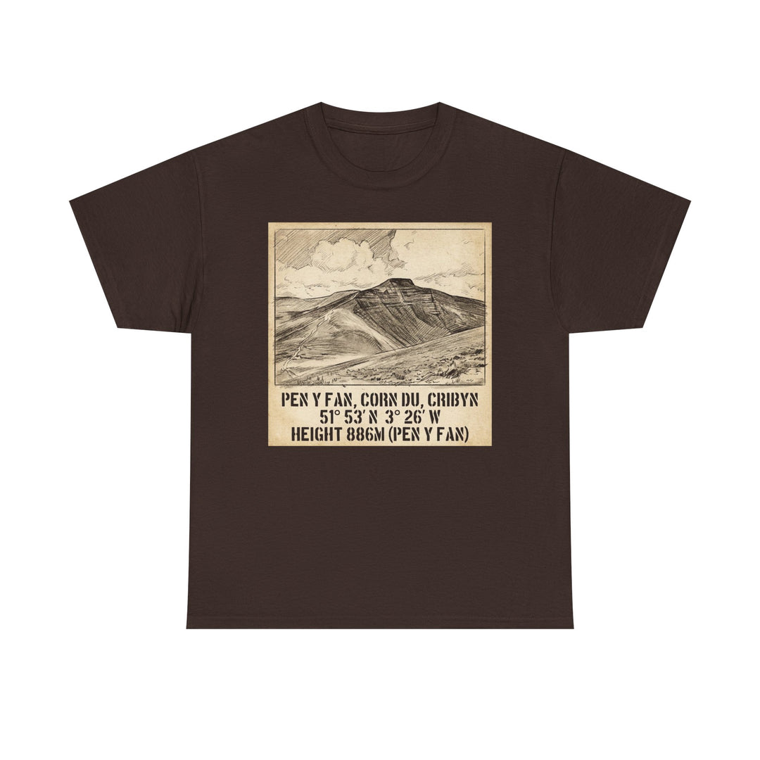 Pen y Fan Summit Coordinates T-Shirt — Vintage Mountain Peak Tee