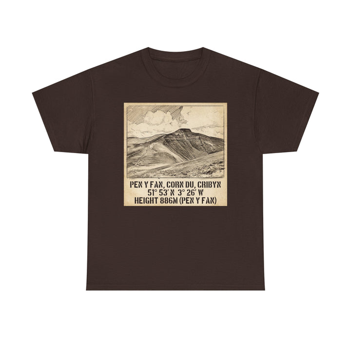 Pen y Fan Summit Coordinates T-Shirt — Vintage Mountain Peak Tee