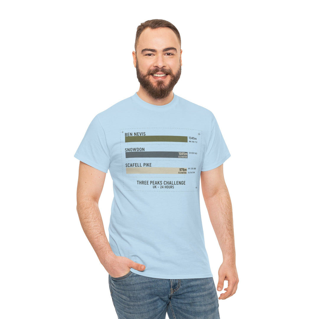 Three Peaks Challenge Graphic T-Shirt — Retro UK Mountain Hiking Tee