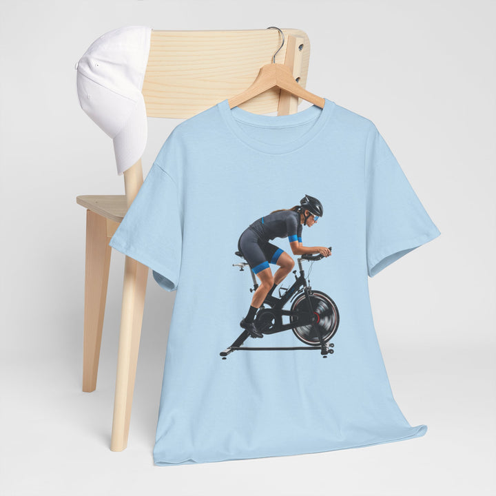 Spin Indoor Trainer T‑Shirt – lightweight, breathable cotton designed for indoor cycling. Comfortable, durable, and perfect for spin workouts and training.