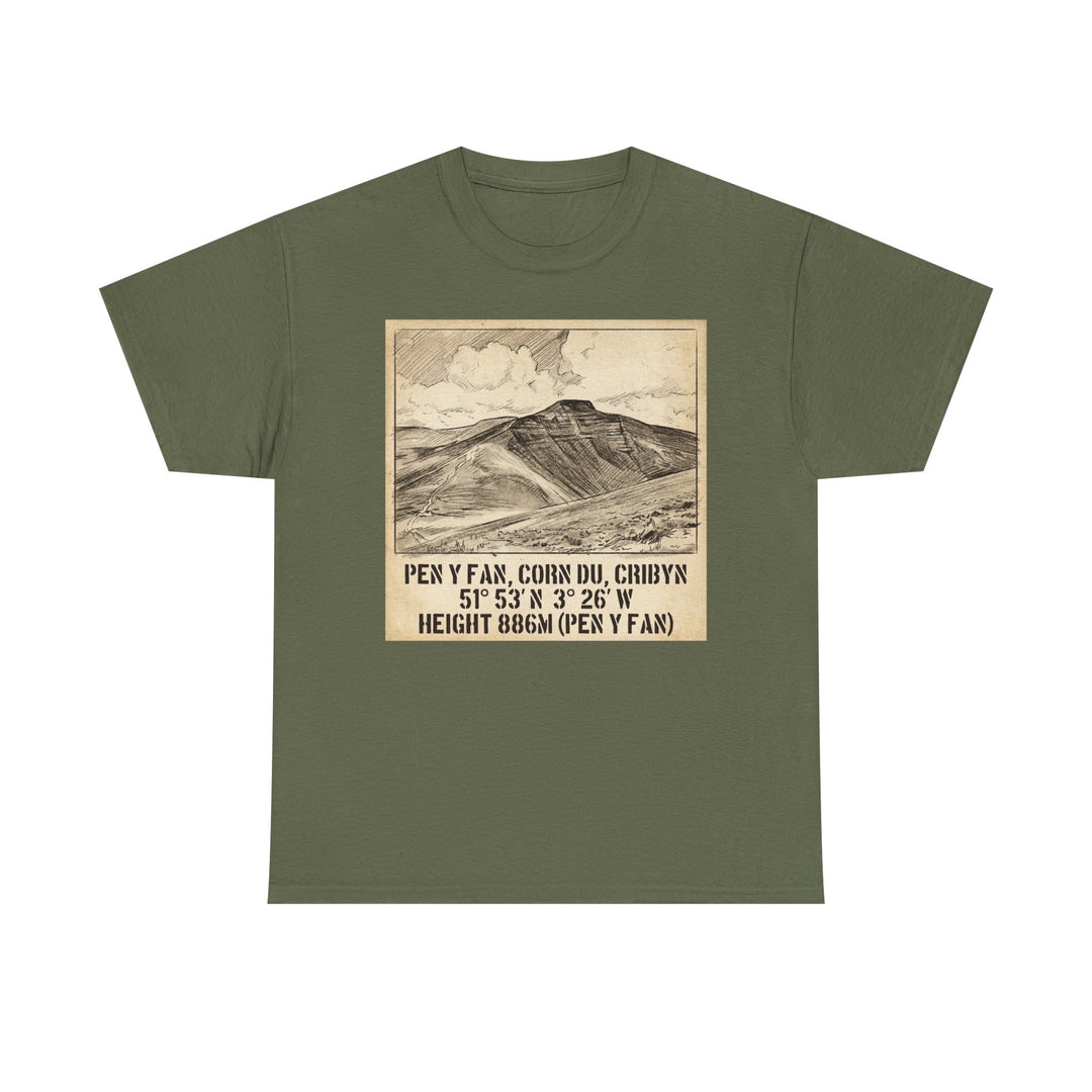 Pen y Fan Summit Coordinates T-Shirt — Vintage Mountain Peak Tee