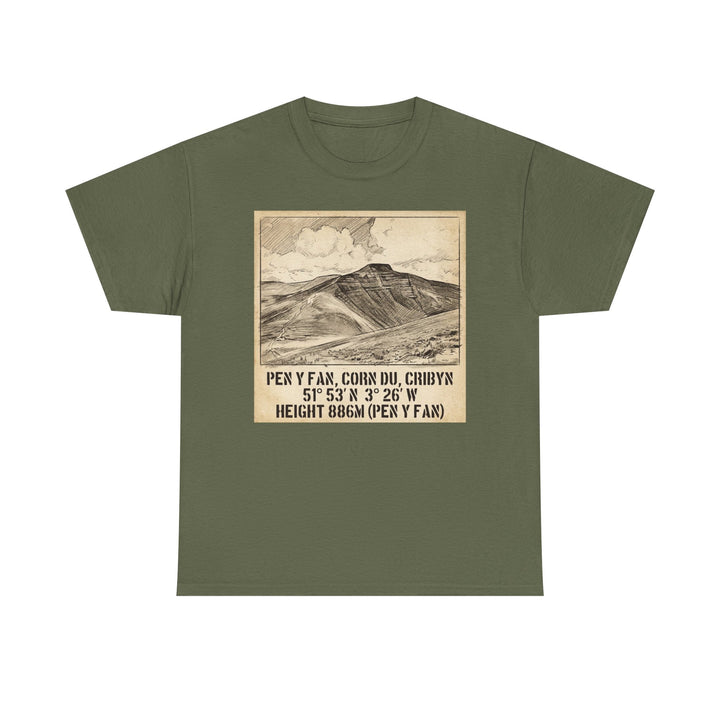 Pen y Fan Summit Coordinates T-Shirt — Vintage Mountain Peak Tee