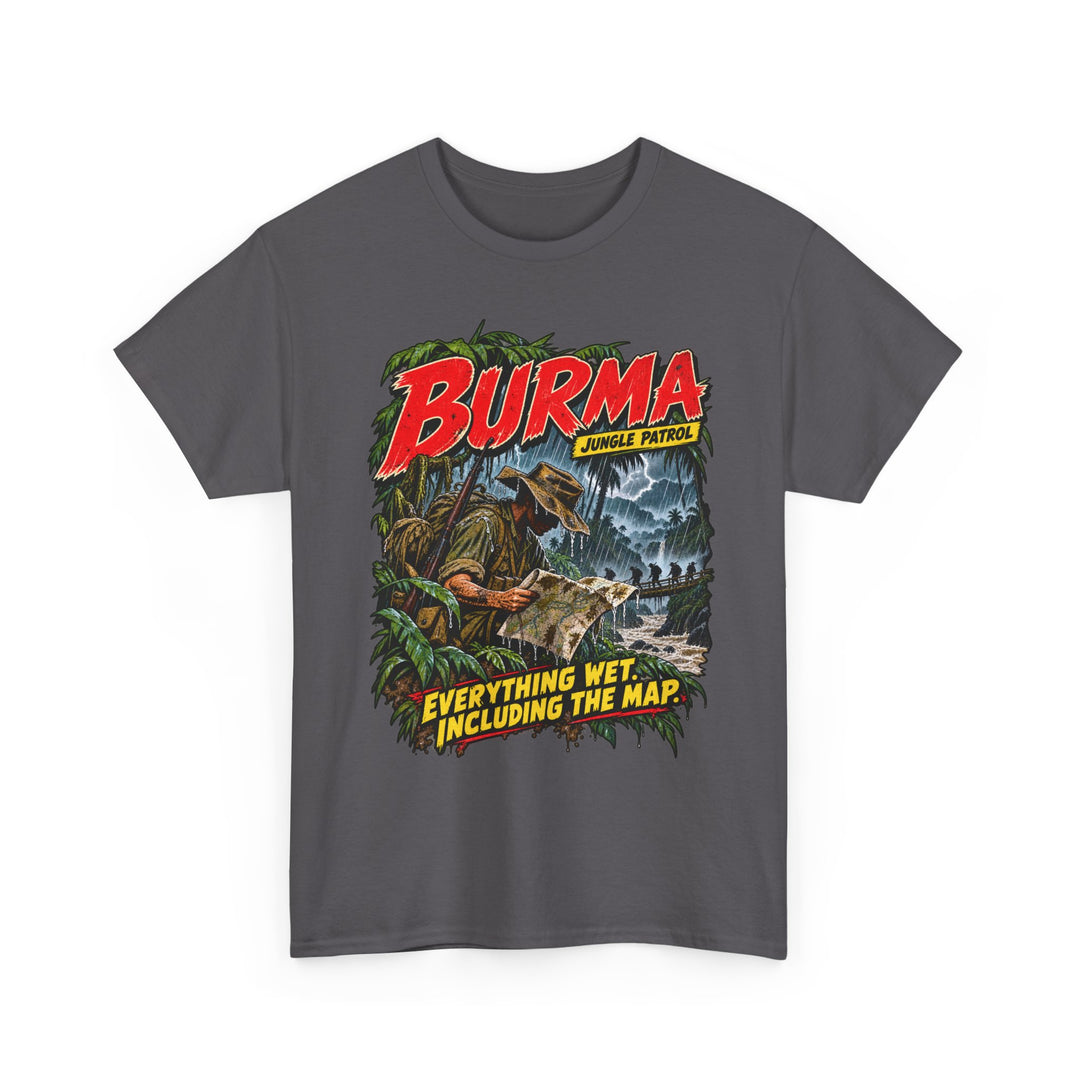 Burma T-Shirt — “Everything Wet, Including the Map” Jungle Humour Tee