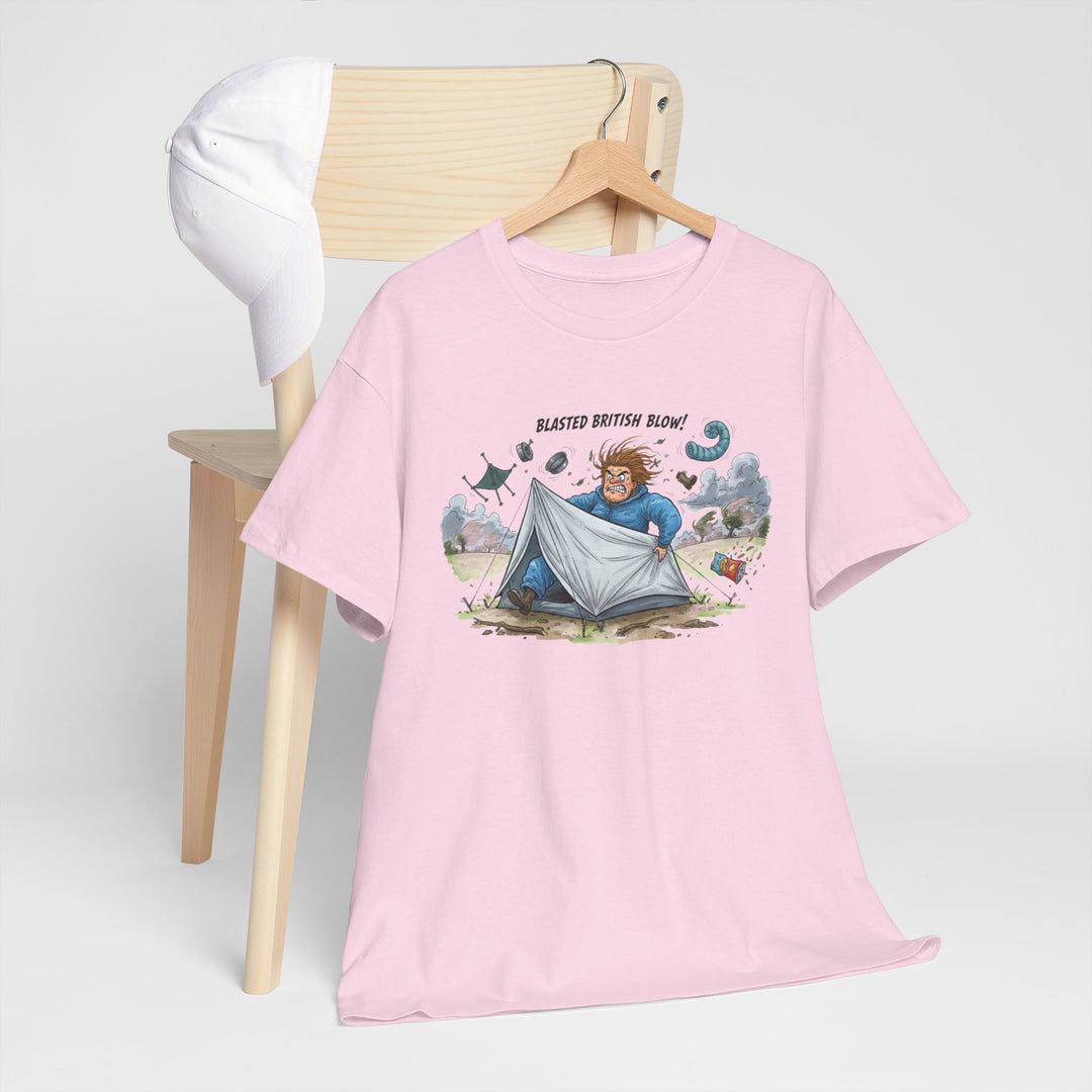Blasted British Blow Graphic T-Shirt — Retro UK Camping Adventure Tee