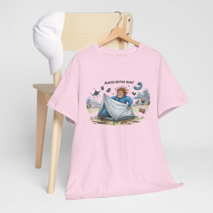 Blasted British Blow Graphic T-Shirt — Retro UK Camping Adventure Tee