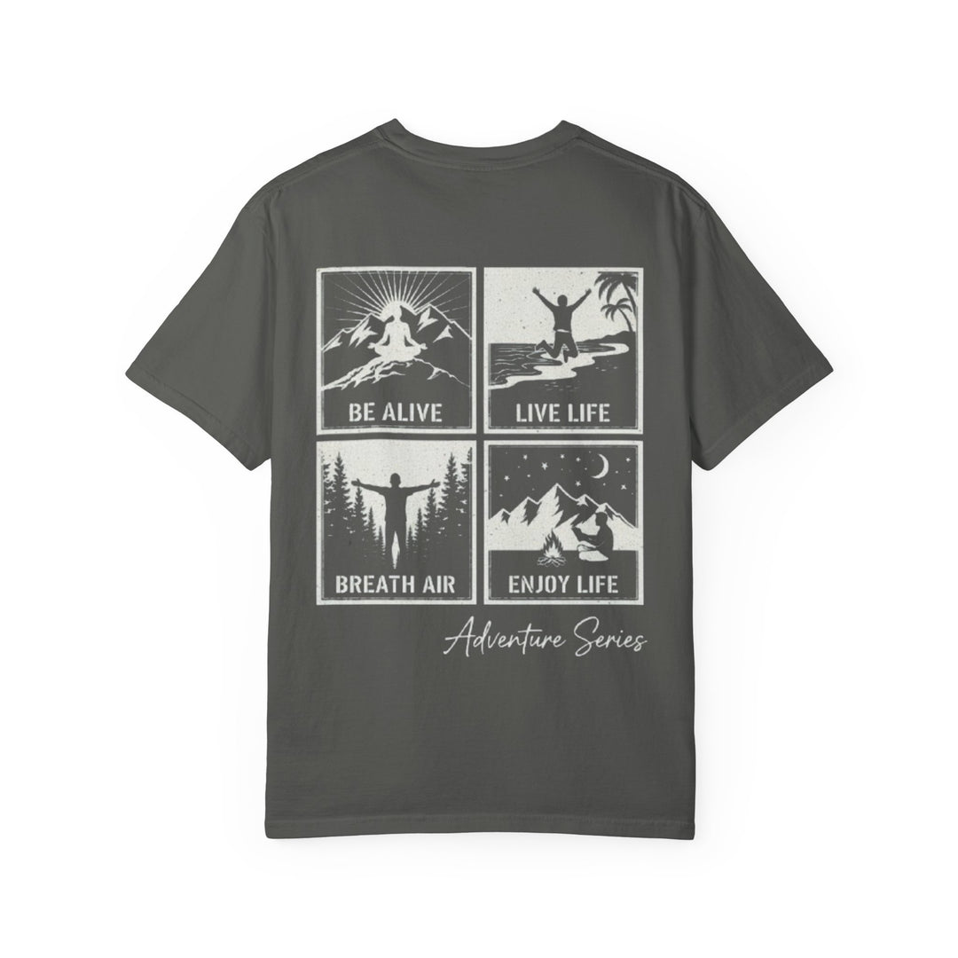 Adventure Series T-Shirt — Gallus Outdoor Graphic Tee (Be Alive • Live Life • Breathe Air • Enjoy Life)