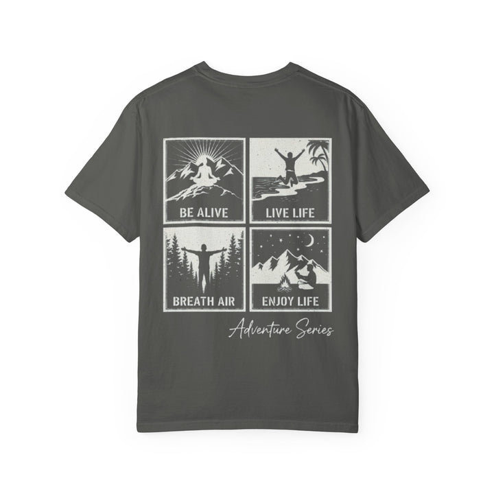 Adventure Series T-Shirt — Gallus Outdoor Graphic Tee (Be Alive • Live Life • Breathe Air • Enjoy Life)