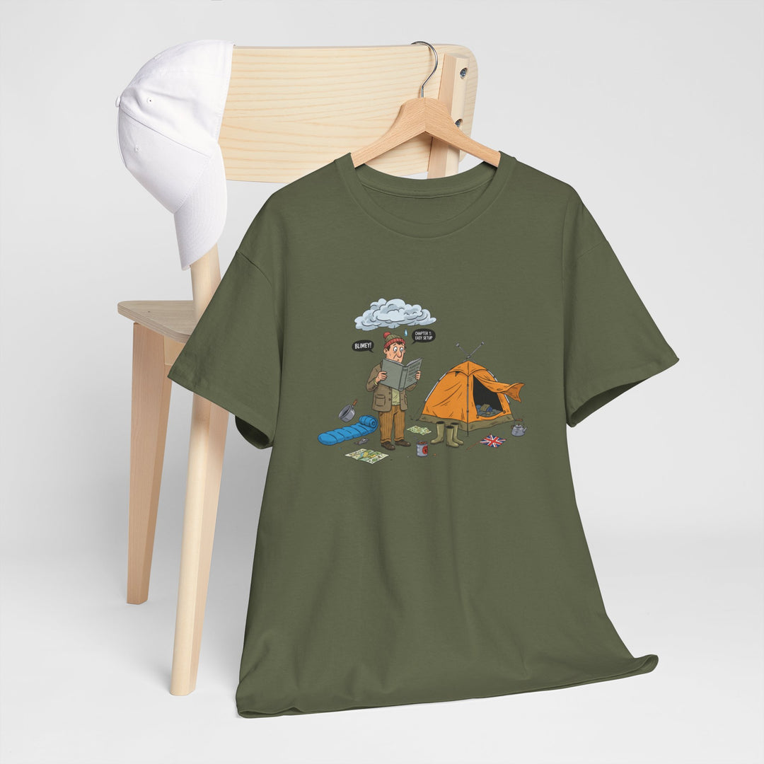 Retro Mountain Camping Graphic T-Shirt — Vintage Campfire Adventure Tee