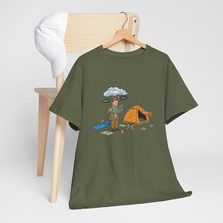 Retro Mountain Camping Graphic T-Shirt — Vintage Campfire Adventure Tee