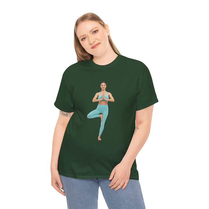 Yoga Pose Tee – soft, breathable cotton featuring a stylish yoga pose design. Perfect for yoga practice, meditation, or casual mindful lifestyle wear.