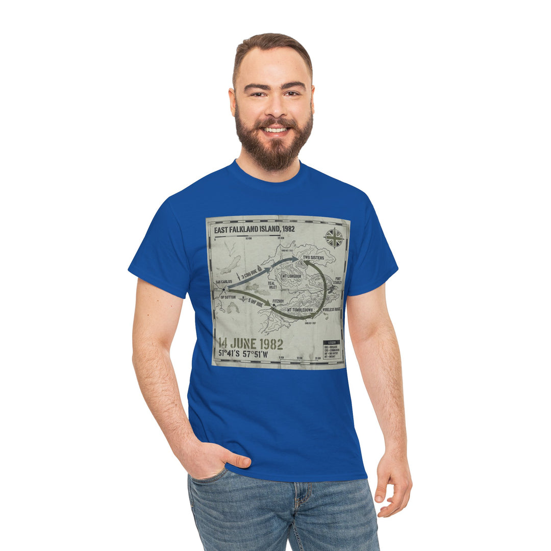 East Falkland 1982 Map T-Shirt — Port Stanley Victory Graphic