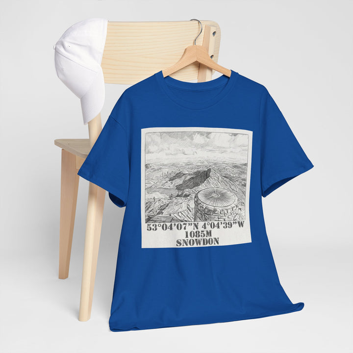 Snowdon Mountain Tee — Vintage Map Illustration with Coordinates