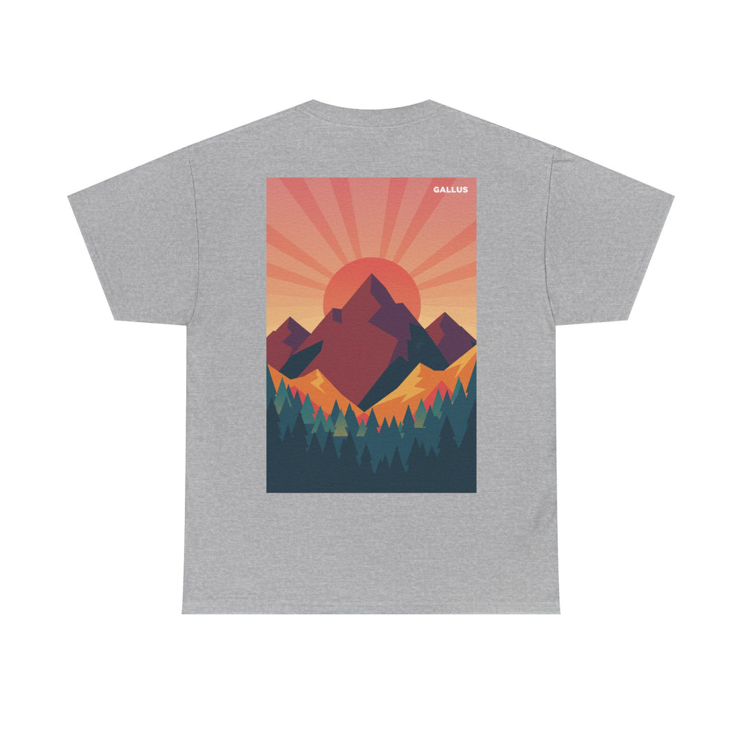 T-Shirt — Gallus Mountain Graphic Tee (Sunrise Landscape Back Print)
