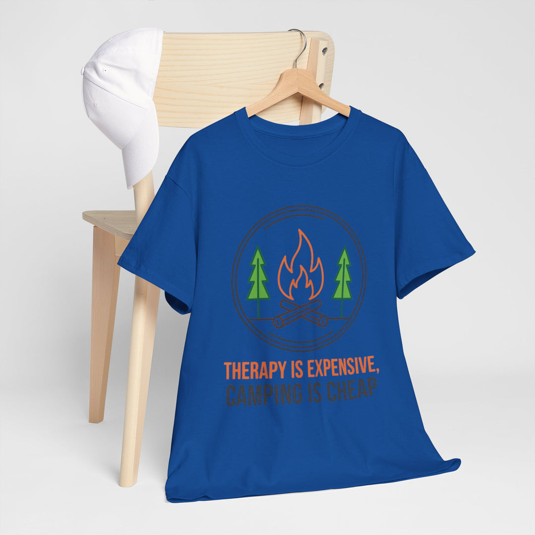 Funny Camping Therapy T-Shirt — Retro Campfire Graphic Adventure Tee